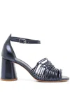 Sarah Chofakian Thiomphe Metallic Leather Sandals In Blue