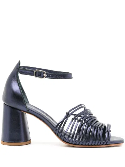 Sarah Chofakian Thiomphe Metallic Leather Sandals In Blue