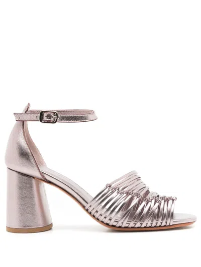 Sarah Chofakian Triomphe 65mm Strappy Leather Sandals In Metallic
