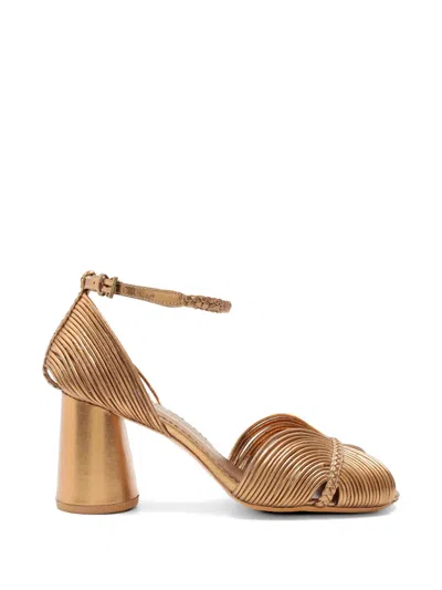 Sarah Chofakian Twiggy Metallic Sandals In Gold