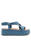 Sarah Chofakian Vionnet Leather Platform Sandals In Blue