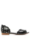 Sarah Chofakian Vivienne Perforated-detail Sandals In Black