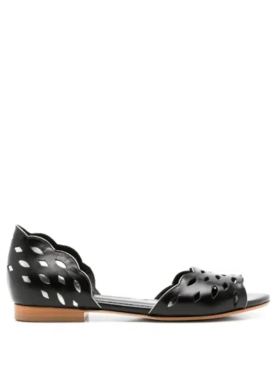 Sarah Chofakian Vivienne Perforated-detail Sandals In Black