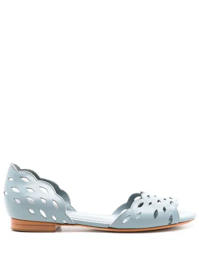 Sarah Chofakian Vivienne Perforated-detail Sandals In Blue
