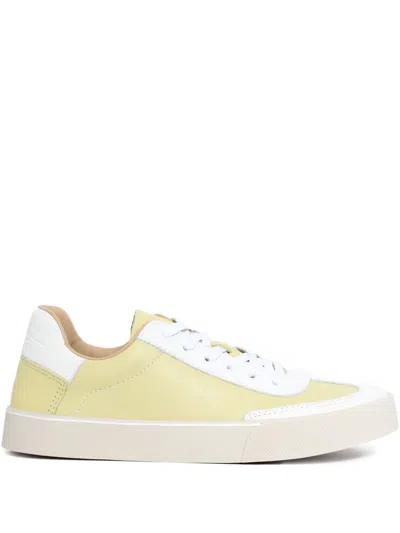 Sarah Chofakian White Light Leather Sneakers In Yellow