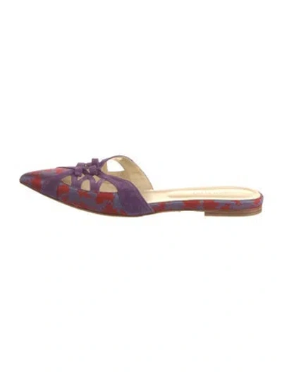 Pre-owned Sarah Flint Canvas Colorblock Pattern Mules In Purple