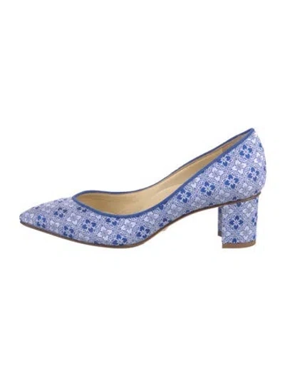 Pre-owned Sarah Flint Canvas Floral Print Pumps In Blue