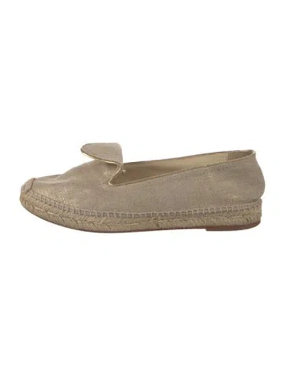 Pre-owned Sarah Flint Canvas Glitter Accents Espadrilles In Neutrals