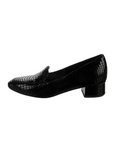 Pre-owned Sarah Flint Embossed Leather Animal Print Pumps In Black