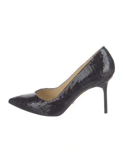 Pre-owned Sarah Flint Embossed Leather Animal Print Pumps In Blue