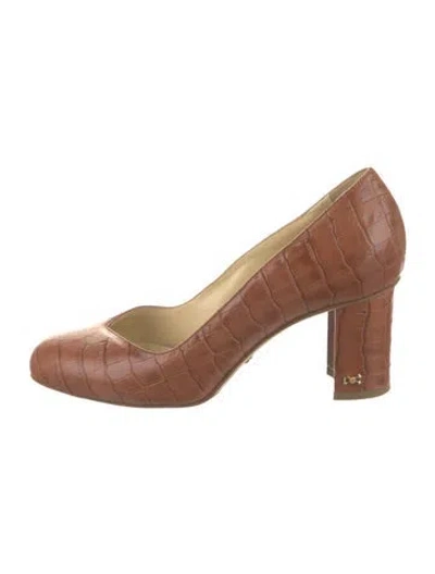 Pre-owned Sarah Flint Embossed Leather Animal Print Pumps In Brown