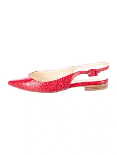 Pre-owned Sarah Flint Embossed Leather Animal Print Slingback Flats In Red