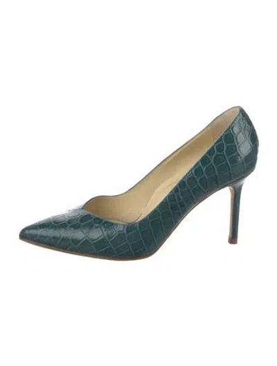 Pre-owned Sarah Flint Embossed Leather Pumps In Green