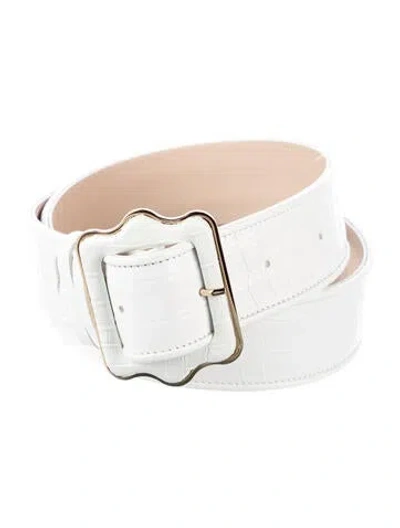 Pre-owned Sarah Flint Embossed Leather Waist Belt In White