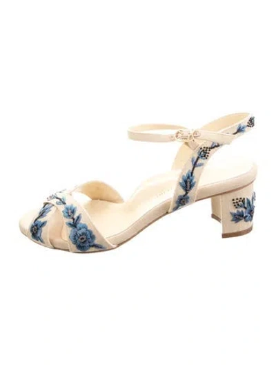 Pre-owned Sarah Flint Floral Print Sandals In Gold