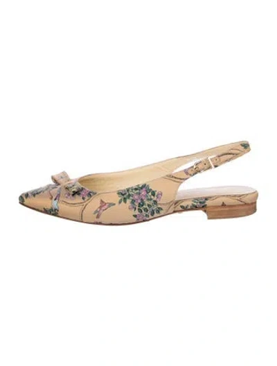 Pre-owned Sarah Flint Floral Print Slingback Flats In Neutrals