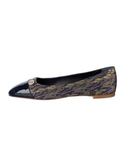 Pre-owned Sarah Flint Jacquard Printed Ballet Flats In Blue