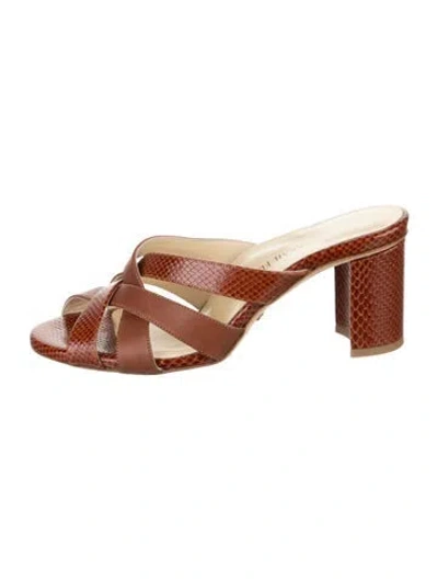 Pre-owned Sarah Flint Leather Animal Print Sandals In Brown