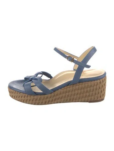 Pre-owned Sarah Flint Leather Bow Accents Sandals In Blue