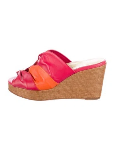 Pre-owned Sarah Flint Leather Colorblock Pattern Espadrilles In Purple