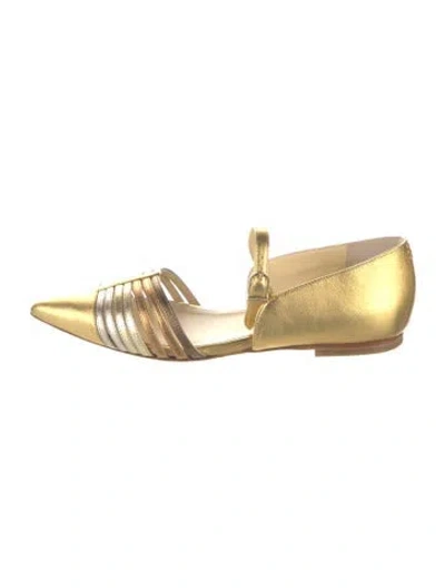 Pre-owned Sarah Flint Leather Flats W/ Tags In Gold/metallic