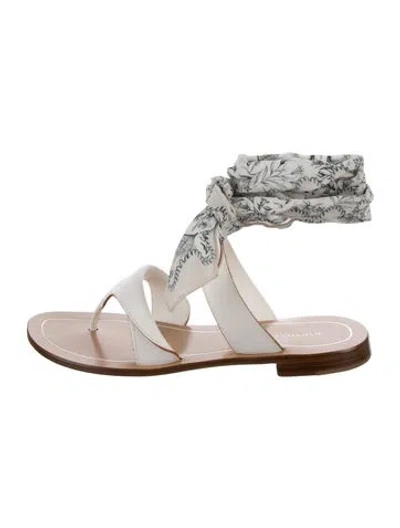 Pre-owned Sarah Flint Leather Floral Print Gladiator Sandals In White