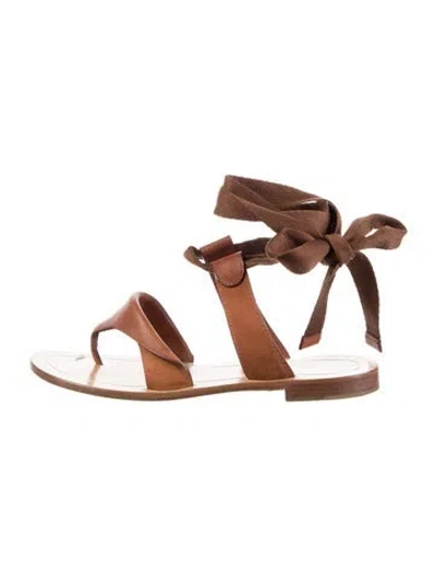 Pre-owned Sarah Flint Leather Gladiator Sandals In Brown