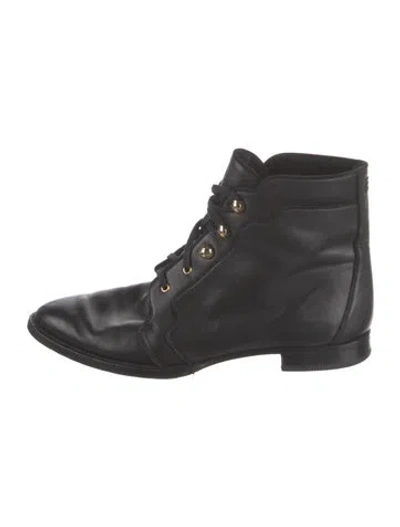 Pre-owned Sarah Flint Leather Lace-up Boots In Black