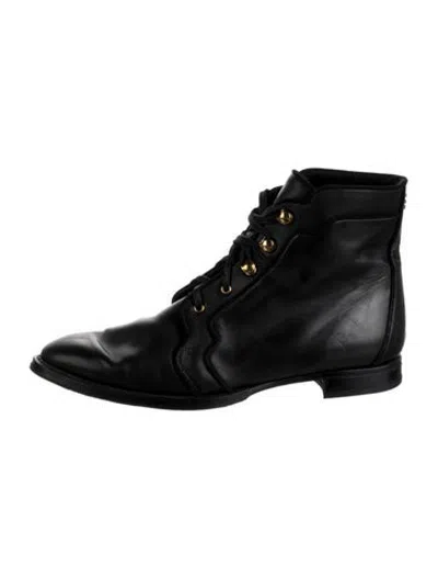 Pre-owned Sarah Flint Leather Lace-up Boots In Black