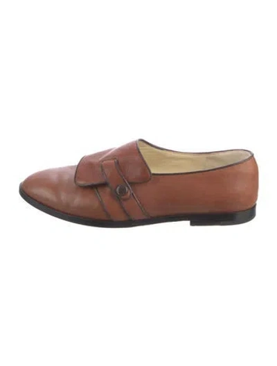 Pre-owned Sarah Flint Leather Mary Jane Flats In Brown