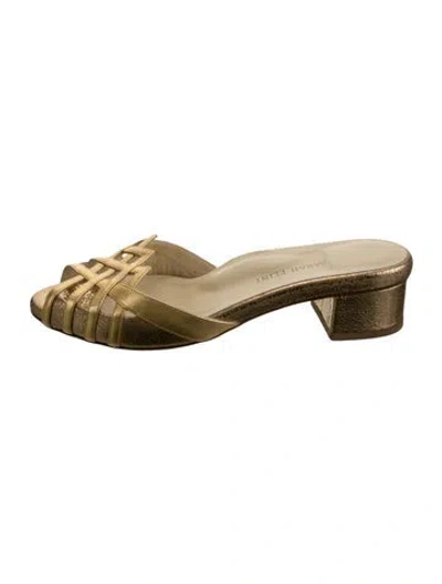 Pre-owned Sarah Flint Leather Mules In Gold/metallic