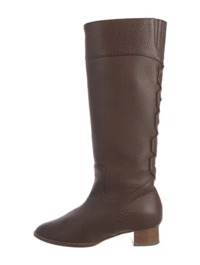 Pre-owned Sarah Flint Leather Riding Boots In Brown