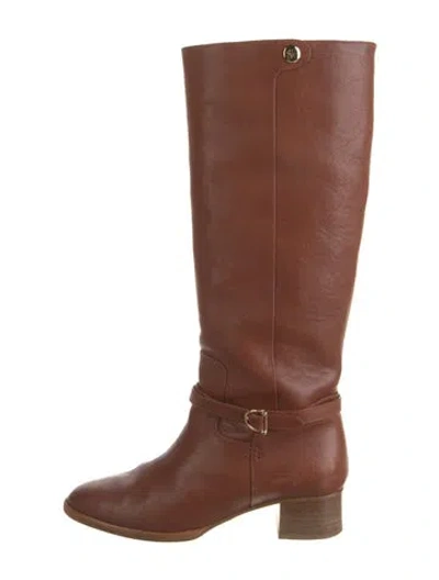 Pre-owned Sarah Flint Leather Riding Boots In Neutral