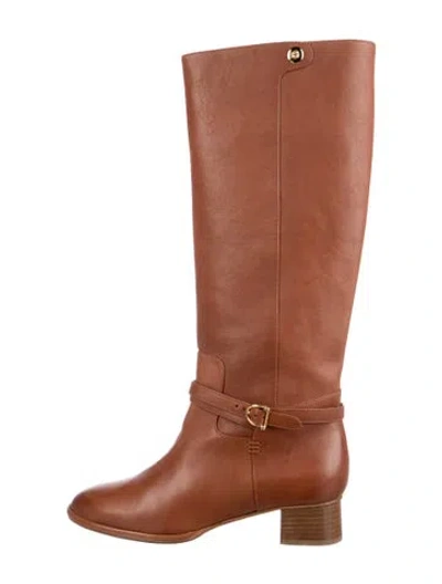 Pre-owned Sarah Flint Leather Riding Boots In Neutral
