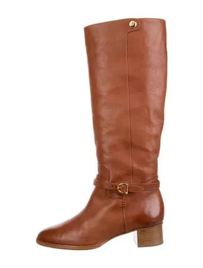 Pre-owned Sarah Flint Leather Riding Boots In Neutrals