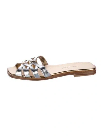 Pre-owned Sarah Flint Leather Slides In Gold/metallic/silver