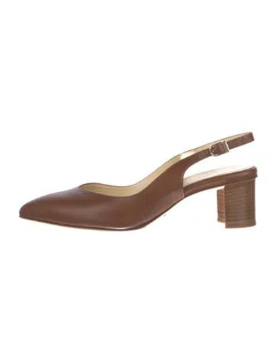 Pre-owned Sarah Flint Leather Slingback Pumps In Brown