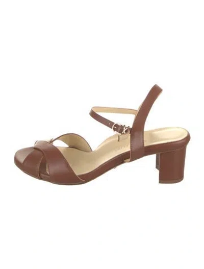 Pre-owned Sarah Flint Leather Slingback Sandals In Brown
