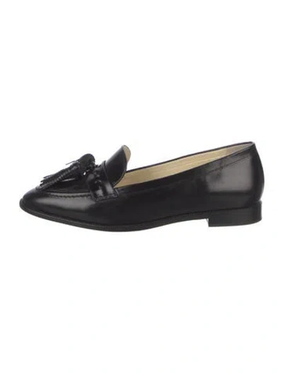 Pre-owned Sarah Flint Leather Tassel Accents Loafers In Black
