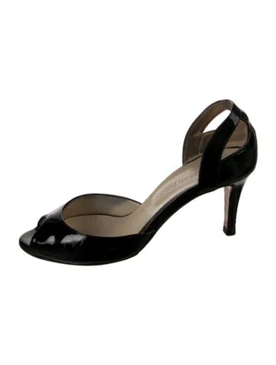 Pre-owned Sarah Flint Patent Leather Cutout Accent Pumps In Black