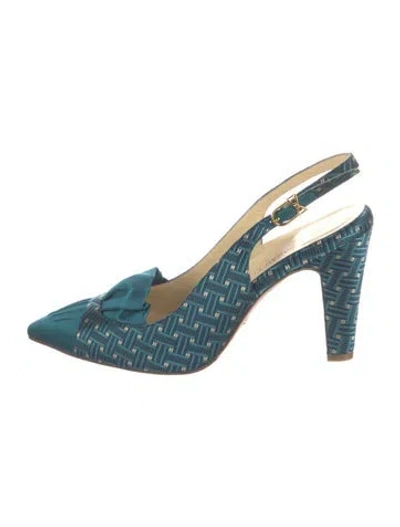 Pre-owned Sarah Flint Patterned Slingback Pumps In Blue