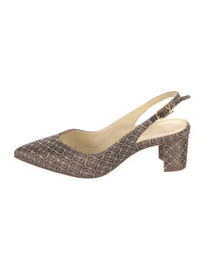 Pre-owned Sarah Flint Patterned Slingback Pumps In Neutrals