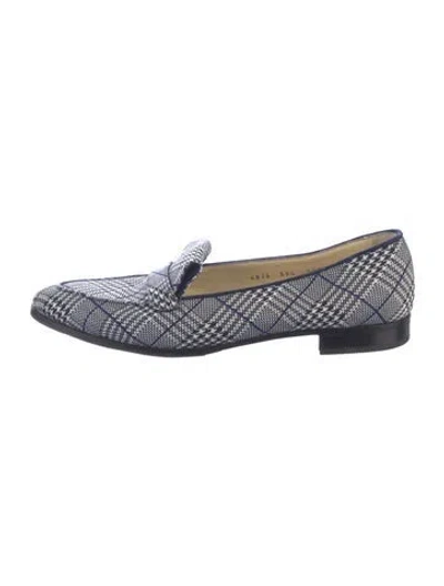 Pre-owned Sarah Flint Plaid Print Loafers In Blue