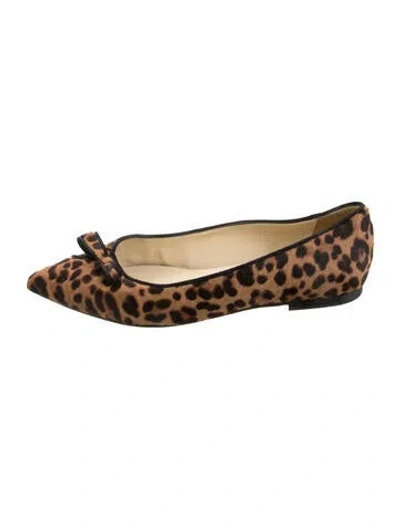 Pre-owned Sarah Flint Ponyhair Animal Print Ballet Flats In Brown