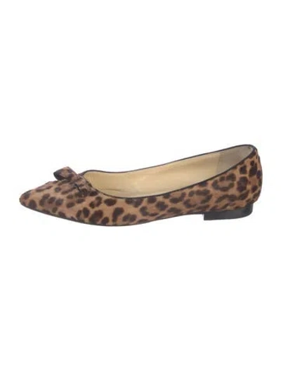 Pre-owned Sarah Flint Ponyhair Animal Print Ballet Flats In Brown