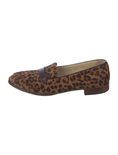 Pre-owned Sarah Flint Ponyhair Animal Print Loafers In Neutrals