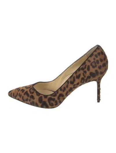 Pre-owned Sarah Flint Ponyhair Animal Print Pumps In Brown