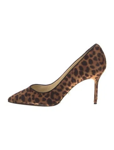 Pre-owned Sarah Flint Ponyhair Animal Print Pumps In Neutral