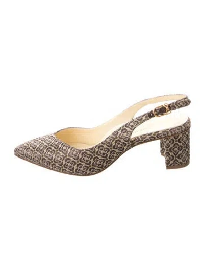 Pre-owned Sarah Flint Printed Slingback Flats In Gold