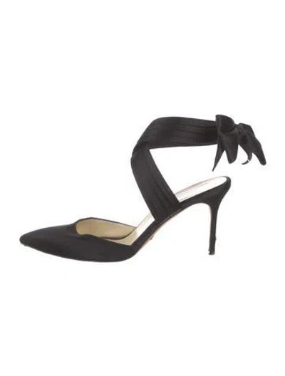 Pre-owned Sarah Flint Satin Bow Accents Mules In Black